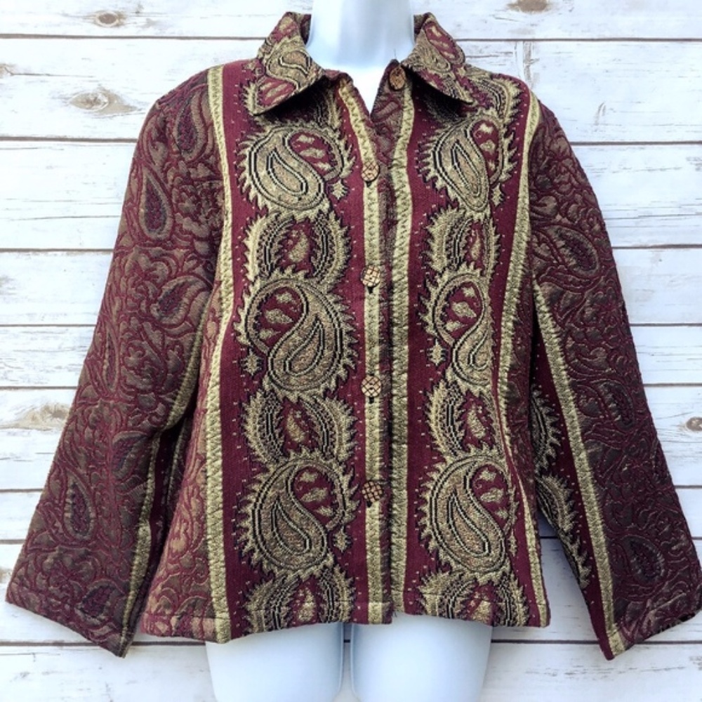Red and Gold Art To Wear BOHO Jacket by Tantrums - Picture 3 of 8